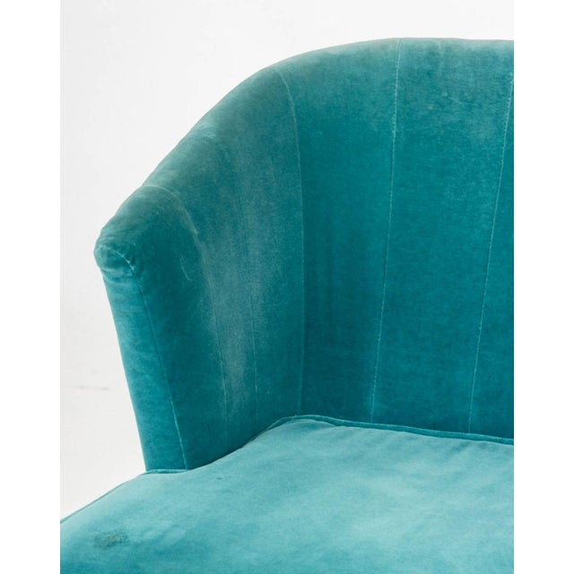 Contemporary Brabbu Blue Velvet Upholstered Side Chair For Sale - Image 3 of 9