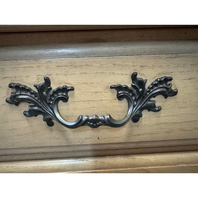 Vintage French Provincial Three-Drawer Commode- Light Wood Finish For Sale - Image 4 of 6