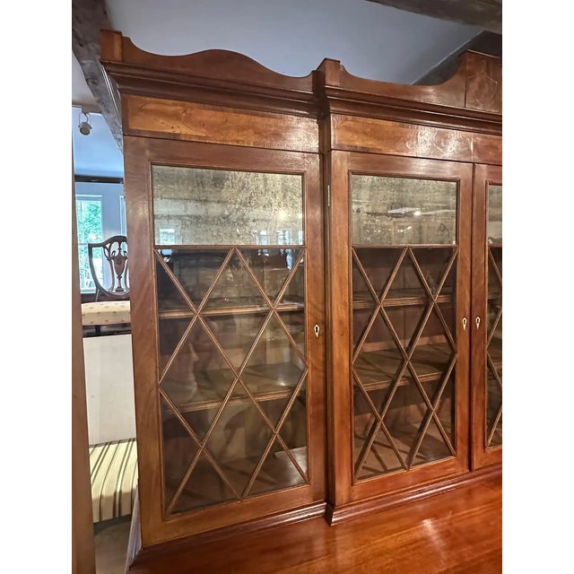 Brown American Federal Flame Birch Breakfront Bookcase For Sale - Image 8 of 9