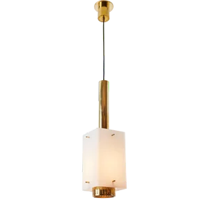 Large 1950s Stilnovo Model Brass and Glass Pendant With Original Yellow Label