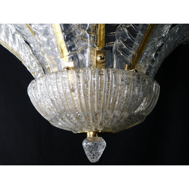 1980s Vintage Palmette Pendant Light in Crystal Glass with Gold Thread, 1985 For Sale - Image 5 of 14