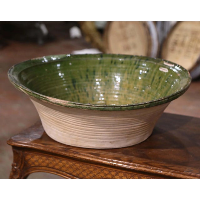 Green 18th Century French Green Glazed Terracotta "Tian" Bowl From Provence For Sale - Image 8 of 9
