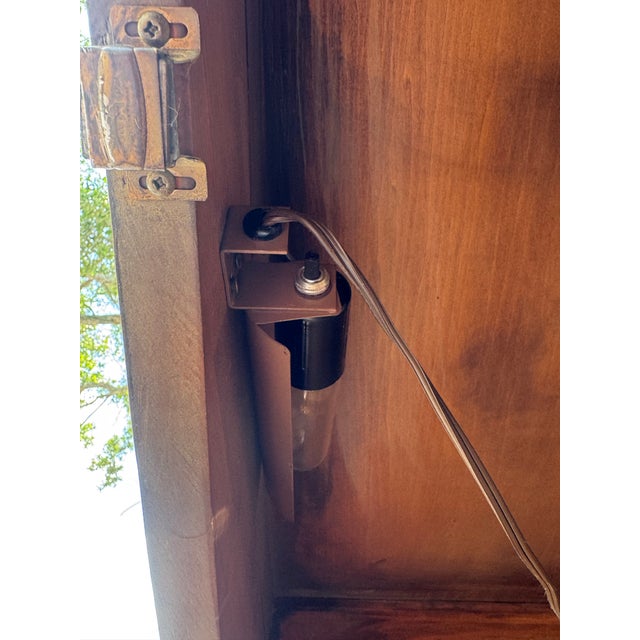 Vintage French Provincial Carved Wood Armoire With Chicken Wire Doors For Sale - Image 9 of 9