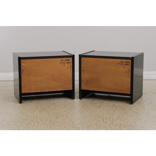 Pair John Stuart Mid Century Modern Ebony & Chrome Nightstands For Sale - Image 13 of 14
