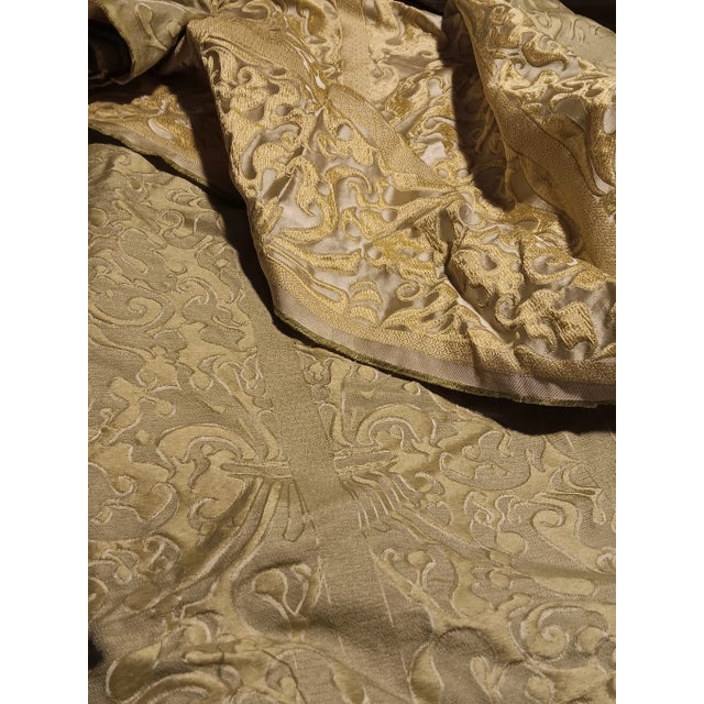 2000 - 2009 Scalamandre Elegant Italian Embossed Chartreuse Silk Upholstery Fabric- 6 Yards For Sale - Image 5 of 18