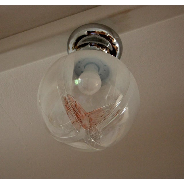 Mid-Century Modern Mid-Century Italian Glass and Chrome Metal Pendant Light, 1960s For Sale - Image 3 of 9