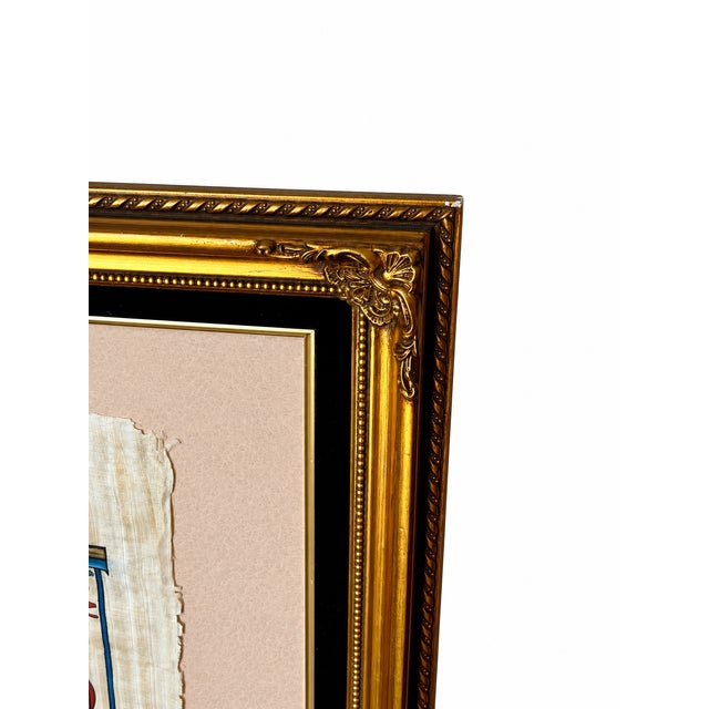 Early 21st Century Signed Mourad Egyptian Revival Figural Artwork in Ornate Gold-Tone Frame For Sale - Image 9 of 12