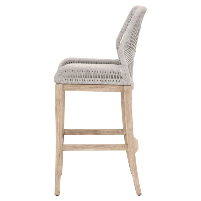 2020s Loom Outdoor Barstool, Pumice & Grey Mahogany with Taupe & White Rope For Sale - Image 5 of 8