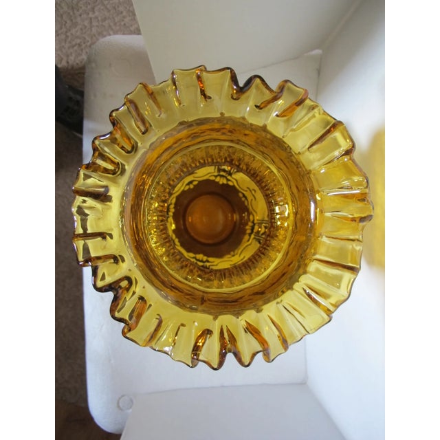 Mid 20th Century Amber Glass Ruffled Rim Statement Vase For Sale In Cincinnati - Image 6 of 6