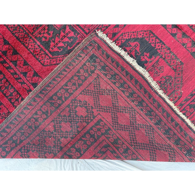 Vintage Red Afghan Ersari Hand-Knotted Wool Rug - 7'1" X 10'1" For Sale - Image 11 of 11