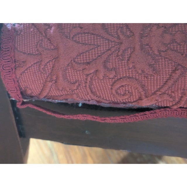 Vintage Wooden Armchair With Red Upholstery – Carved Details and Claw Feet, Vintage Accent Chair For Sale - Image 16 of 16