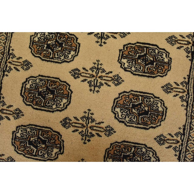 Bokhara Rug 3’1” X 4’7” Beige Wool Tribal Hand-Knotted Oriental Carpet For Sale - Image 4 of 11