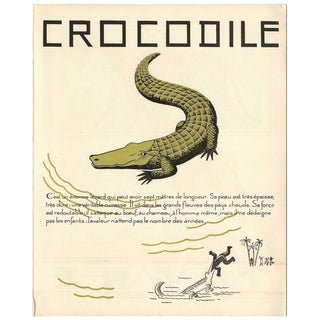 1930s French Art Deco Crocodile Giclee Print For Sale