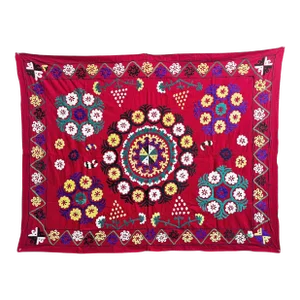 Mid 20th Century Boho Vintage Suzani Textile