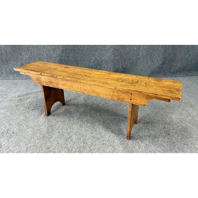 American Vintage Pegged Maple Bench For Sale - Image 3 of 11