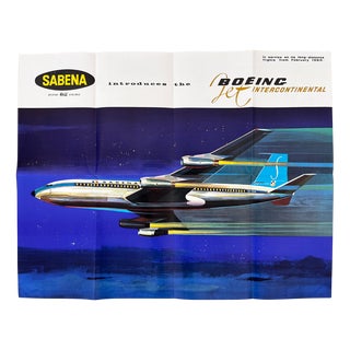 Mid-Century Modern Sabena Airlines Poster, 1960s For Sale