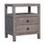 Weathered, contemporary bedside with two black-knob drawers and an open shelf. Rustic elegance meets everyday utility....