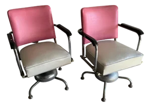 Set of Vintage Barber Chairs in Pink and Silver, 1950s