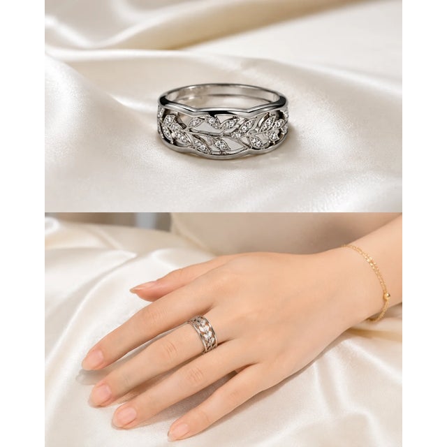 Traditional Late 20th Century Size 6.5 18K White Gold Hidalgo Interchangeable Floral Jacket Diamond Band Ring For Sale - Image 3 of 3