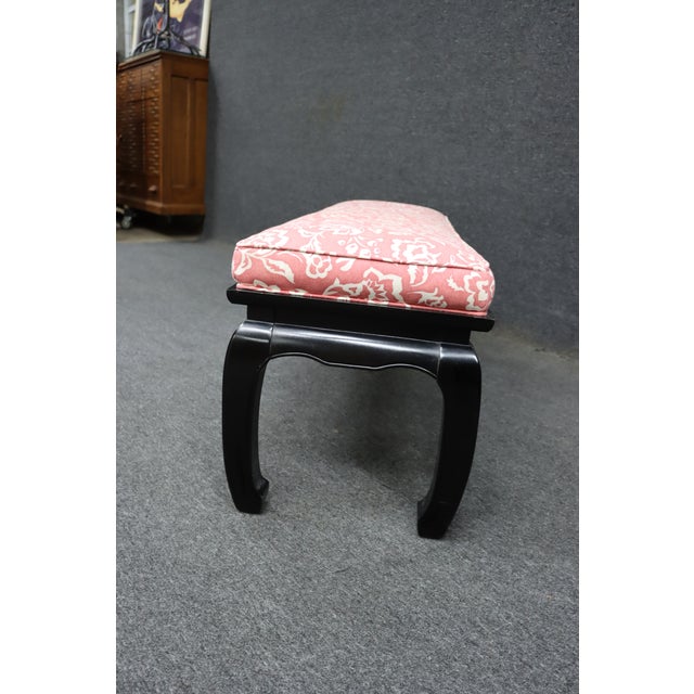 Asian Style Upholstered Window Bench With Black Lacquer Base For Sale - Image 9 of 13