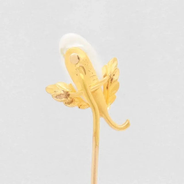 Vintage 14k Gold & Blister Pearl Gourd or Eggplant Stickpin For Sale - Image 12 of 12