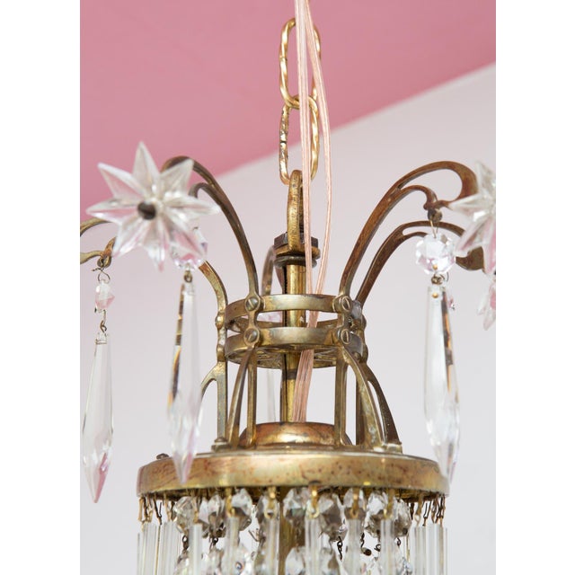 Gold Large Art Nouveau Swedish Glass Chandelier, 1890s For Sale - Image 8 of 11