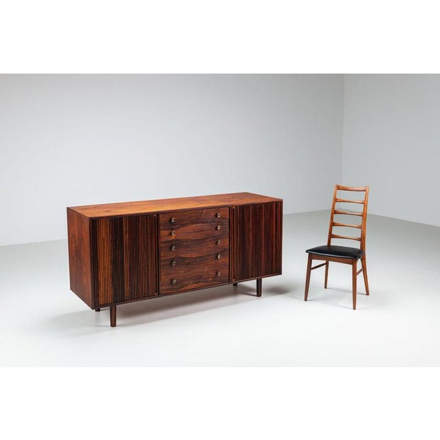 Brown Scandinavian Sideboard in Rosewood with Tambour Doors, Denmark, 1960 For Sale - Image 8 of 18
