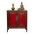 Painted Red Paneled Chinese Rustic Cabinet For Sale