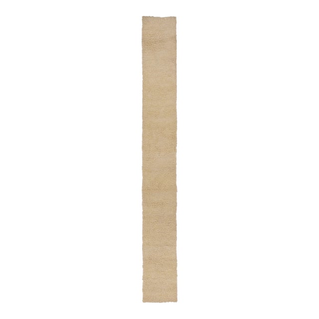 Vintage Tulu Solid Rug With Tonal Shag Pile in Beige and Cream - Rug & Kilim For Sale