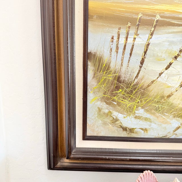 Vintage Coastal Lighthouse |Signed Oil on Canvas Seascape For Sale - Image 4 of 6