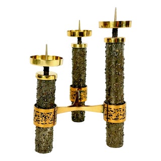 Brutalist Polished Copper Candleholder, 1970s For Sale