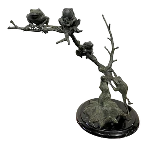 Late 20th Century Modern Landscape Bronze of Tree Frogs