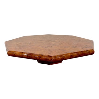 Italian Burl Wood Octagonal Coffee Table, 1970s For Sale