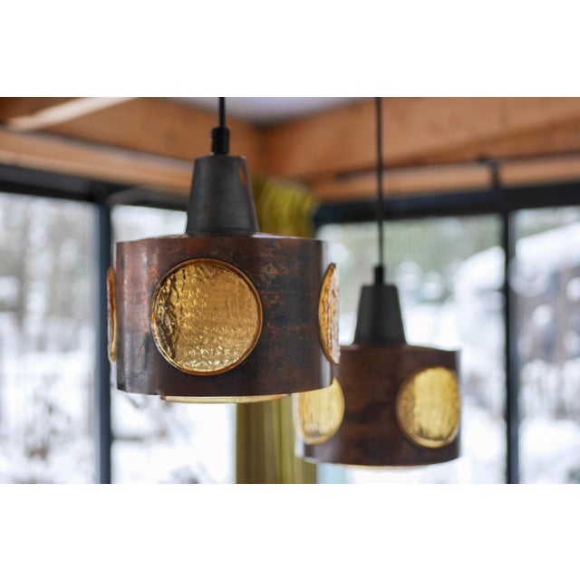 Copper Brutalist Copper and Glass Pendant Lamps by Nanny Still for Raak Amsterdam, 1960s, Set of 2 For Sale - Image 8 of 15