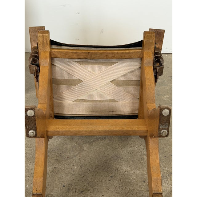 Brutalist Dutch Oak and Leather X-Frame Chairs by Bram Sprij, 1960s, Set of 6 For Sale - Image 12 of 16