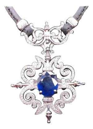 Paul Morelli Garden Gate Sapphire on Leather Necklace in White Gold