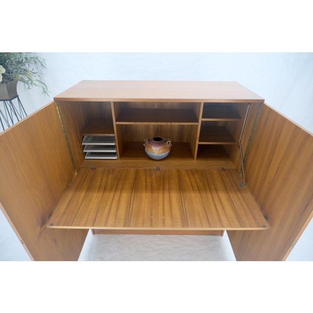 Wood Danish Teak Mid Century Modern Drop Front Secretary Box Desk Cabinet MINT For Sale - Image 7 of 17