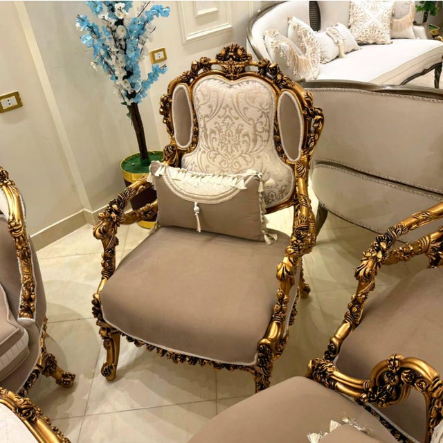 Bring timeless French elegance into your home with this beautifully crafted Louis XV-style armchair, featuring luxurious...
