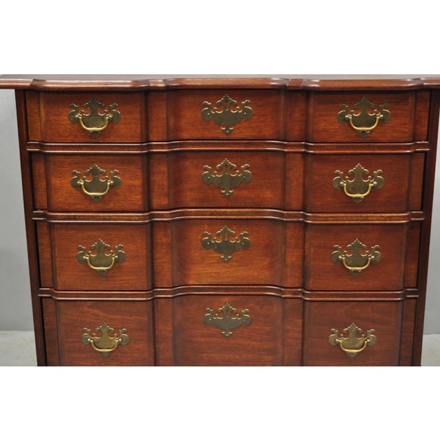 Late 20th Century Vintage Chippendale Style Solid Mahogany Block Front Bachelor Chest of Drawers For Sale - Image 5 of 18