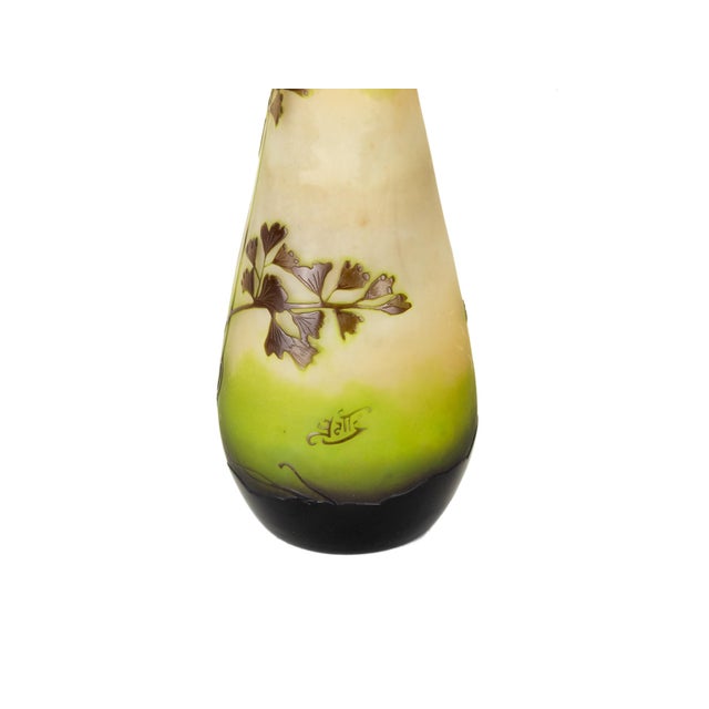 Art Nouveau Cameo Green Glass Vase by Emile Gallé, 20th Century For Sale - Image 4 of 5