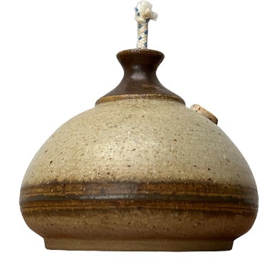 Mid-Century Danish Studio Pottery Oil Lamp from Bjergard, 1960s For Sale