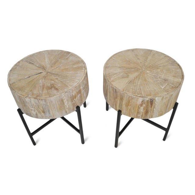Mia Round Wood & Iron Side Table For Sale - Image 4 of 9