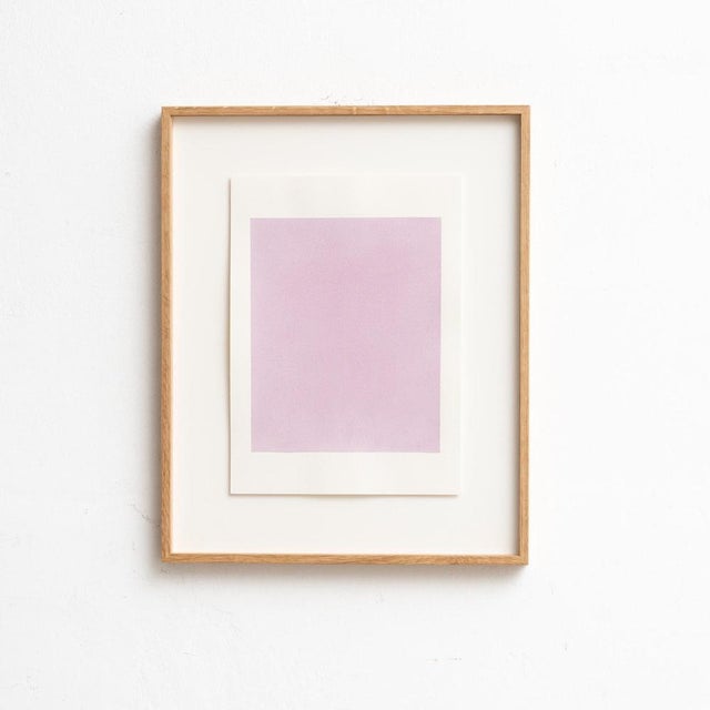 This framed contemporary watercolor artwork by renowned artist Enrico Della Torre showcases his signature minimalist...