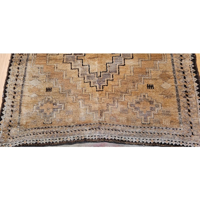 Vintage Moroccan Camelhair Area Rug With Diamond Motifs For Sale In Chicago - Image 6 of 17