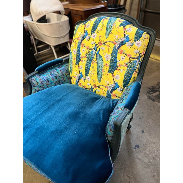 Vintage French Bergere Peacock Chair For Sale - Image 4 of 7