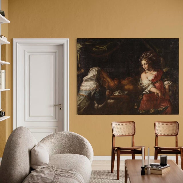 Italian Artist, Judith and Holofernes, 1720, Oil on Canvas For Sale - Image 6 of 16