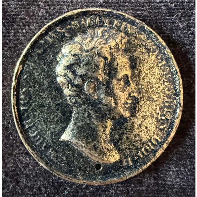 Gold Pair of Mid Century Framed Roman Medallions or Coins For Sale - Image 8 of 13