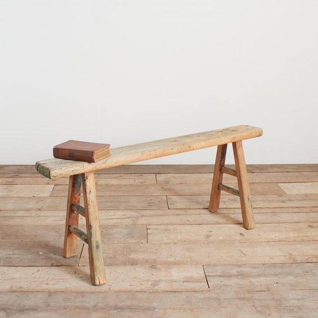 Brown Antique Reclaimed Rustic Wooden Hallway Pig Bench For Sale - Image 8 of 8