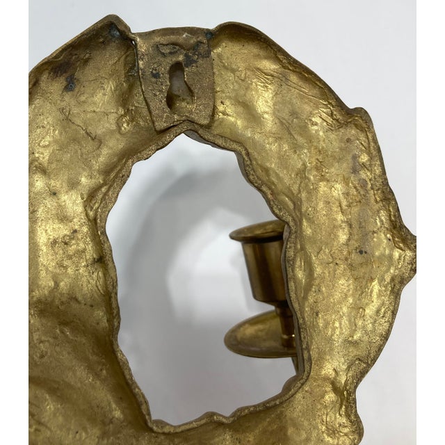 Vintage Brass Laurel Wreath Candle Wall Sconces, a Pair For Sale In Kansas City - Image 6 of 6
