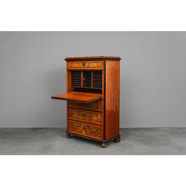 Historicist Civil Secretaire Desk in Walnut, 2nd Half of the 19th Century For Sale - Image 5 of 18